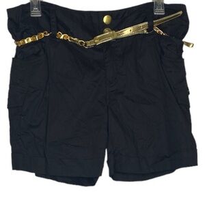 Te Amo Cargo Fashion Shorts w/ Chain Belt (Size:11, Color:Black/Gold)